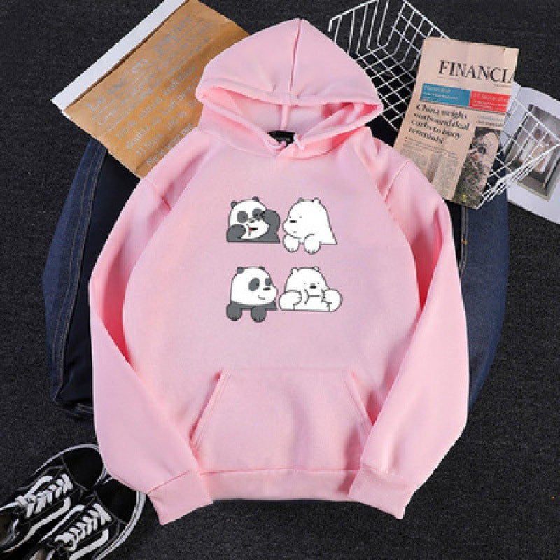 Unisex hooded sweatshirt with cute comic animal print, kangaroo pocket and soft fleece inner lining Mune Fashion