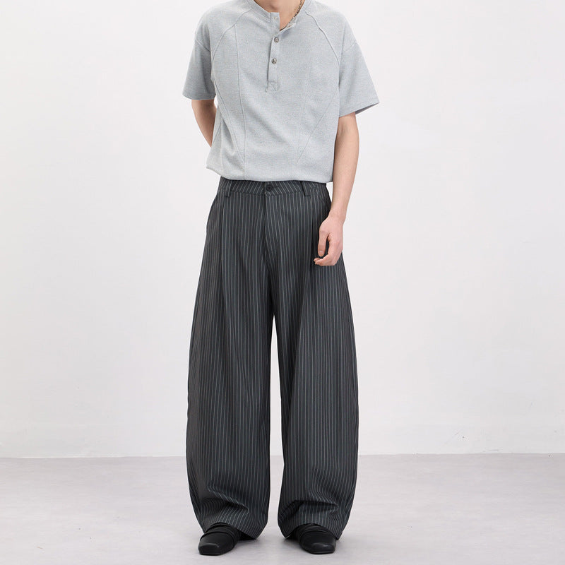Men's Wide Pinstripe Palazzo Pants Mune Fashion