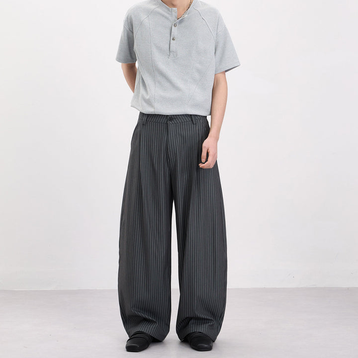 Men's Wide Pinstripe Palazzo Pants Mune Fashion