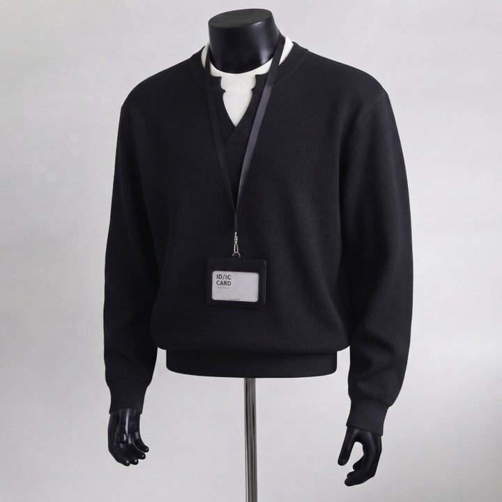 Men's Comfortable Knit Sweater with V-Neck Mune Fashion