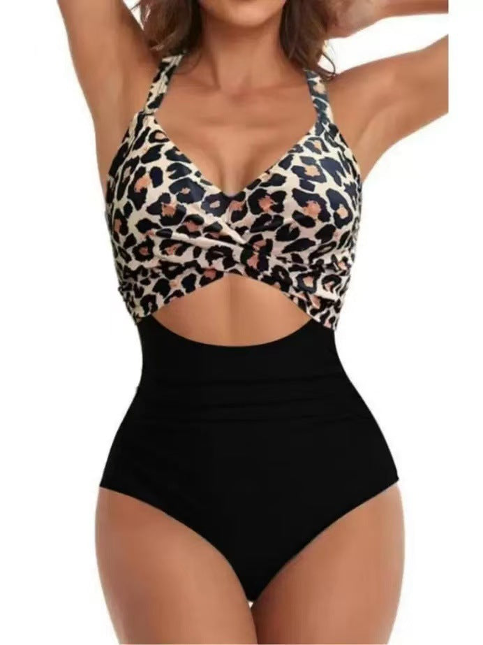 Ladies One-Piece Bikini with Fashionable Cut-Out and Animal Print Mune Fashion