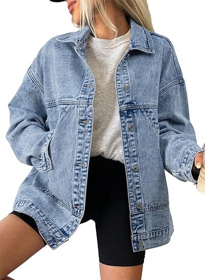 Women's Oversized Jeans Jacket with Boxy Cut and Distinctive Stitching Details Mune Fashion