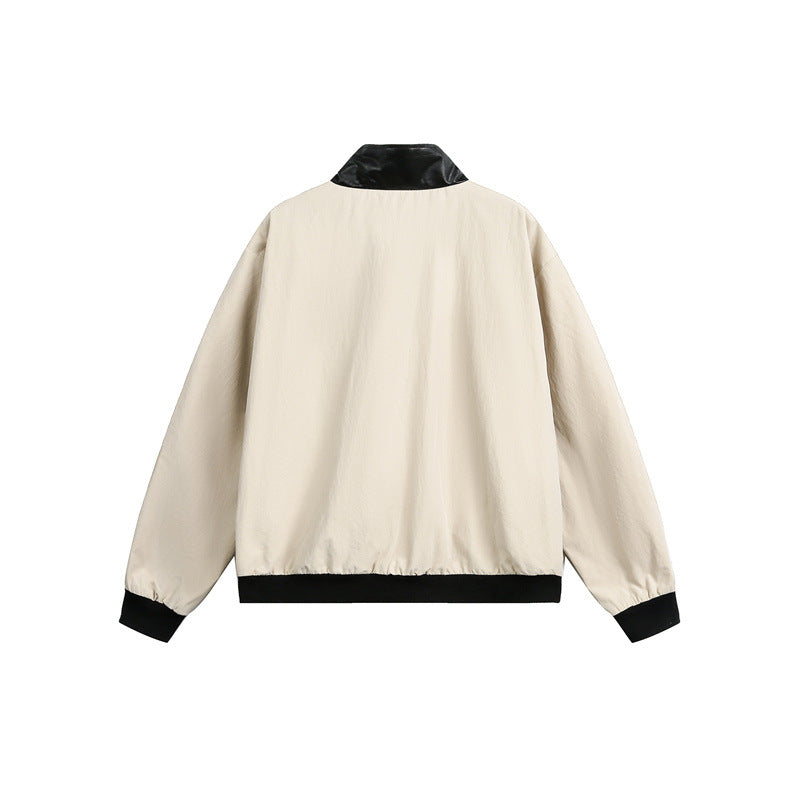 Unisex Short Cut Boxy Bomber Jacket with Contrast Collar and Large Flap Pockets Mune Fashion
