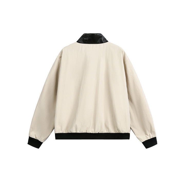 Unisex Short Cut Boxy Bomber Jacket with Contrast Collar and Large Flap Pockets Mune Fashion