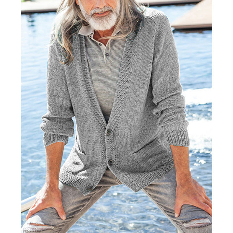 Men's knit cardigan with hood and patch pockets Mune Fashion