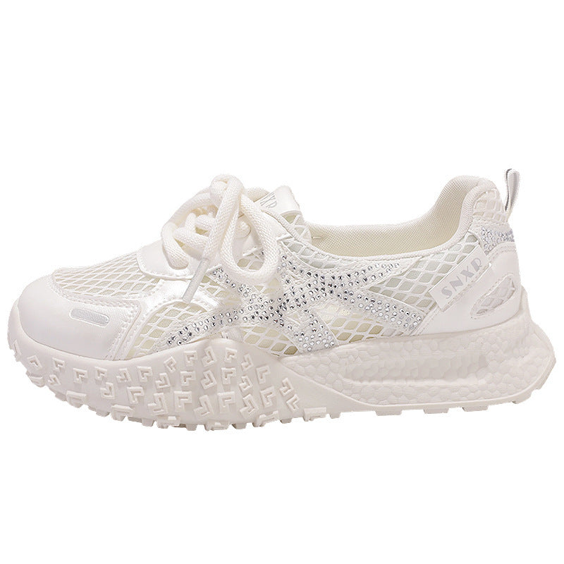 Women's Sporty Sneakers with Breathable Mesh Design and Sparkling Accents Mune Fashion