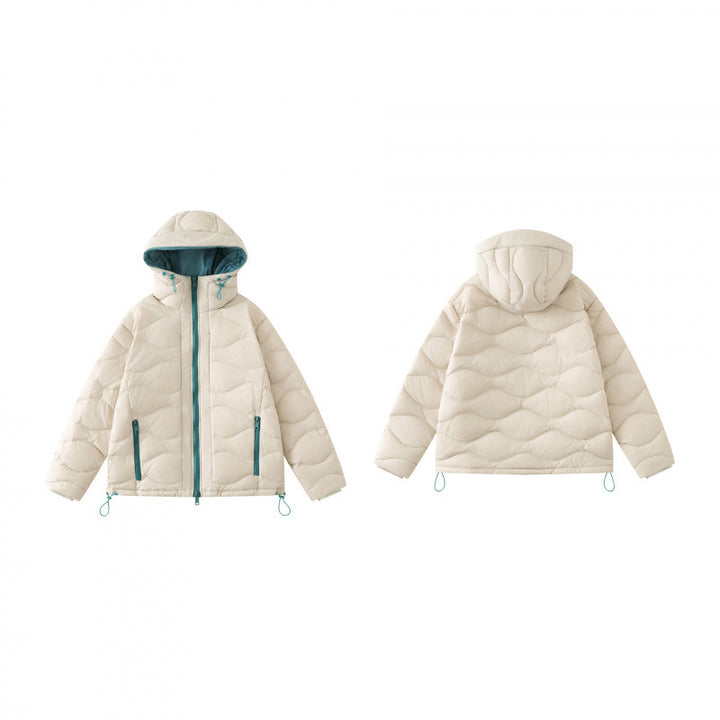 Unisex Short cut padded hooded jacket with wave quilting, two-way zipper and adjustable hem Mune Fashion