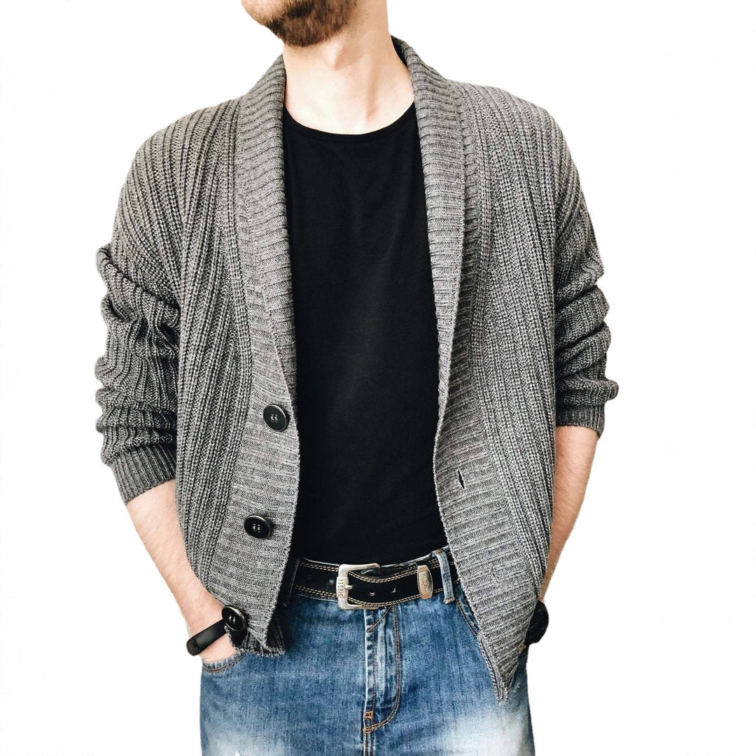Men's knitted cardigan with shawl collar and button placket Mune Fashion