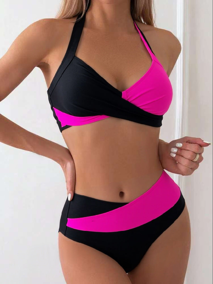 Women's Stylish Bikini with Asymmetrical Cut and Contrast Details Mune Fashion