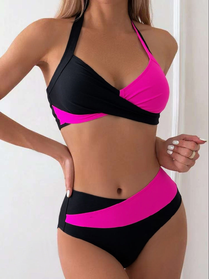 Women's Stylish Bikini with Asymmetrical Cut and Contrast Details Mune Fashion