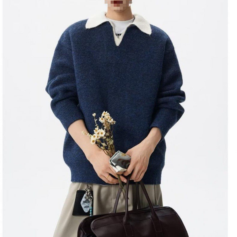 Women's Elegant Chunky Knit Sweater with V-Neck Mune Fashion