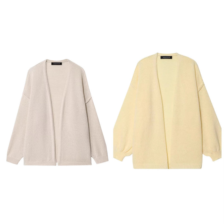 Ladies Oversized Knit Cardigan with Balloon Sleeves and Open Front Mune Fashion