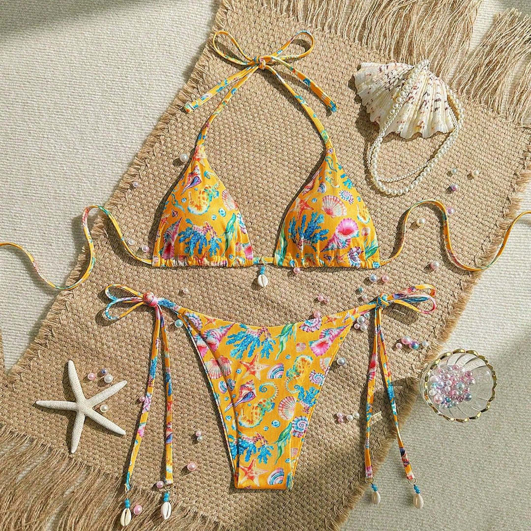 Women's Triangle Bikini with Shell Details Mune Fashion