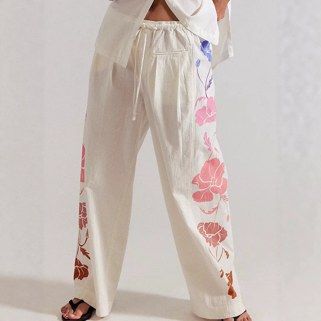 Women's Fashion Summer Pants with Floral Pattern