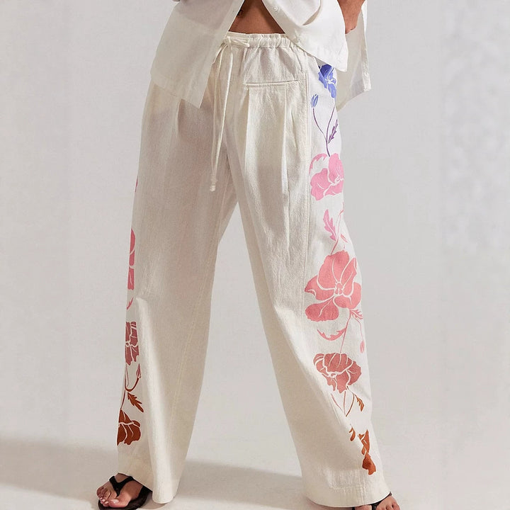 Women's Fashion Summer Pants with Floral Pattern