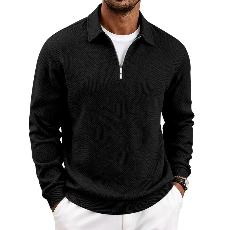 Men's half-zip pullover with geometric waffle structure Mune Fashion