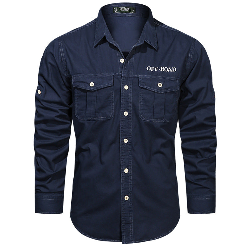Men's Off-Road Safari Shirt with reinforced flap chest pockets, spread collar, and roll-up sleeves Mune Fashion