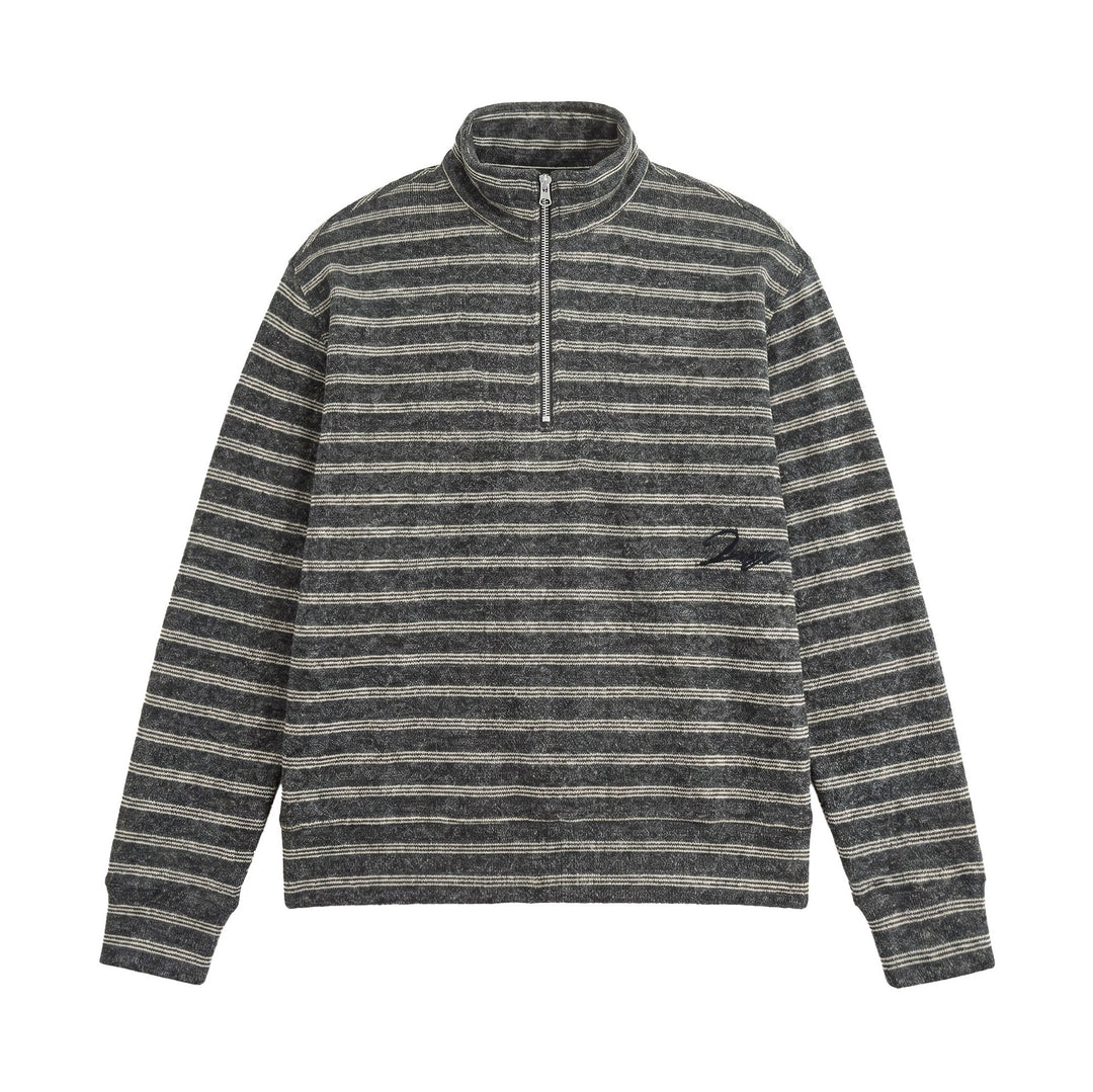 Men's Structured Half-Zip Knit Sweater with Stand Collar Mune Fashion