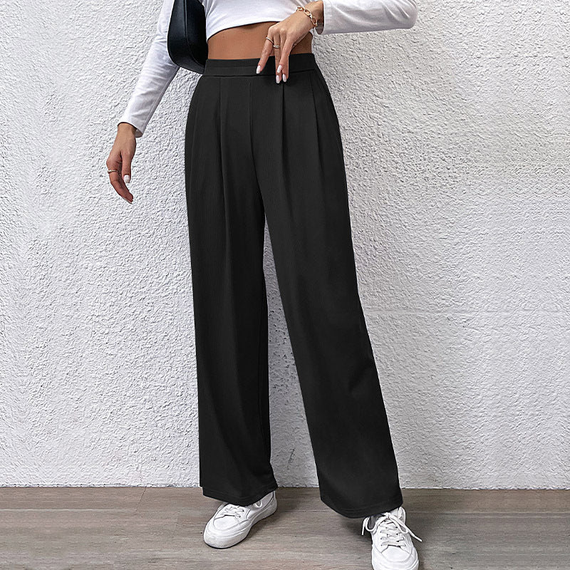 Ladies Wide High-Waist Trousers with Pleats and Palazzo Silhouette Mune Fashion