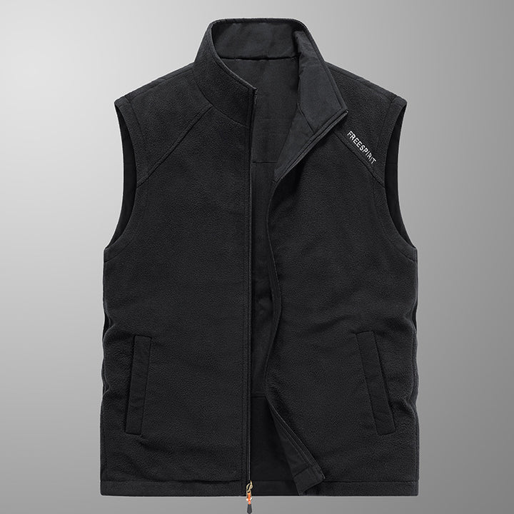 Men's fleece vest with stand-up collar, thermal insulation, and zippered pockets Mune Fashion
