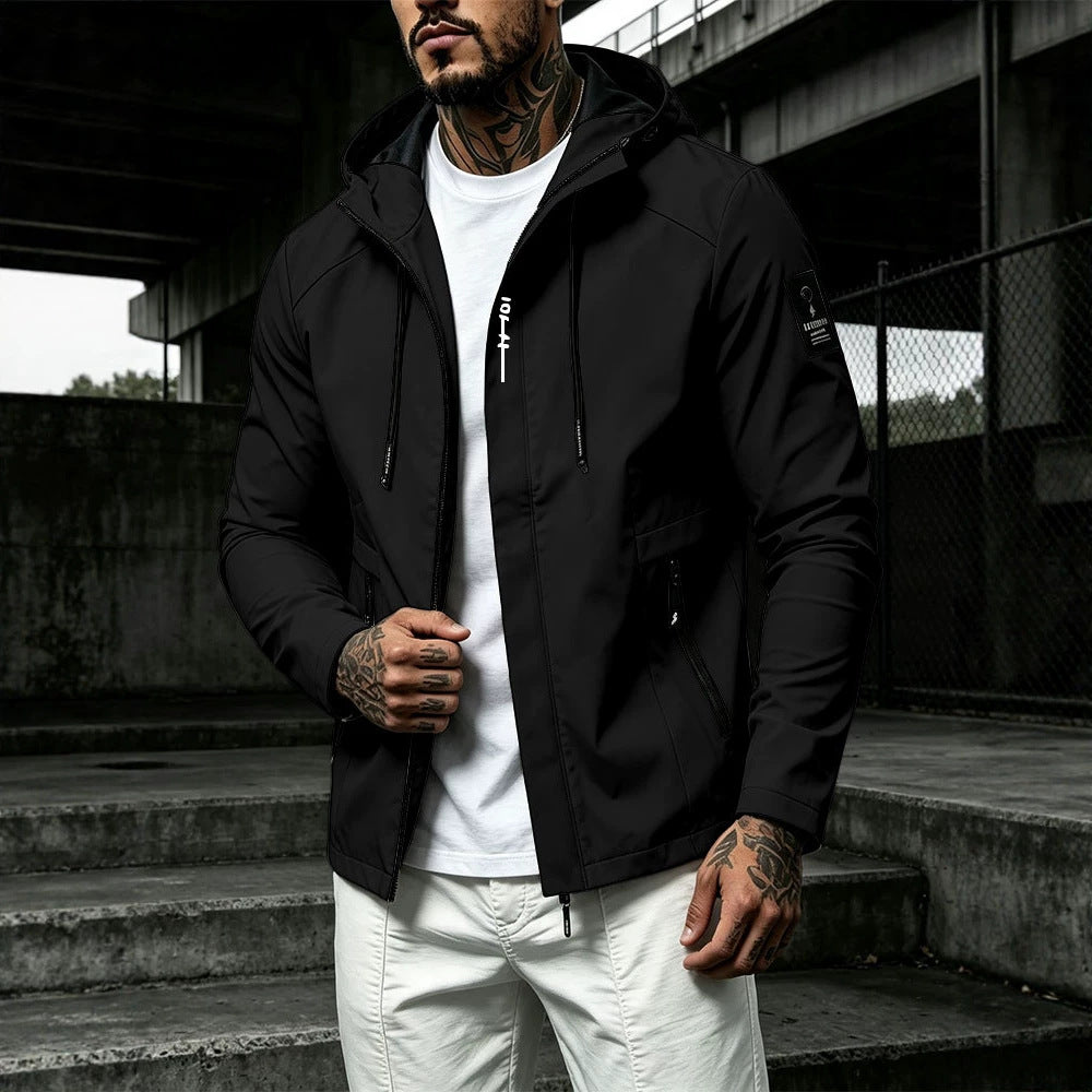 Men's Water-Repellent Softshell Jacket with Hood and Concealed Zipper Mune Fashion