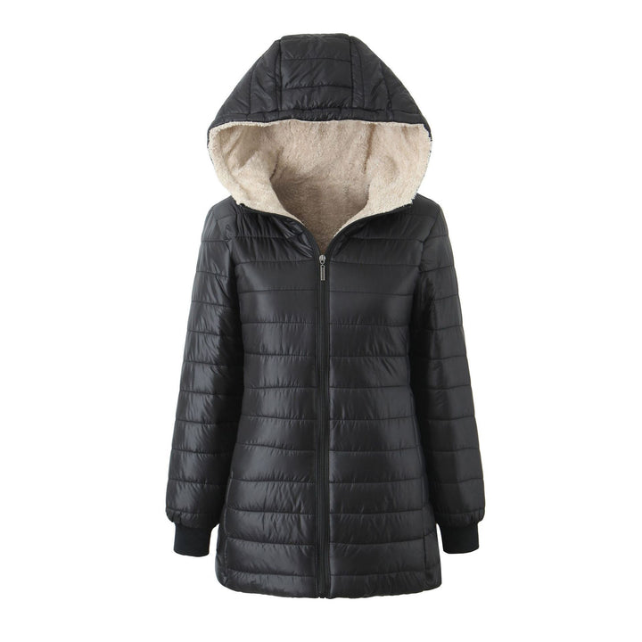 Women's quilted coat with teddy lining, hood, and warming padding Mune Fashion