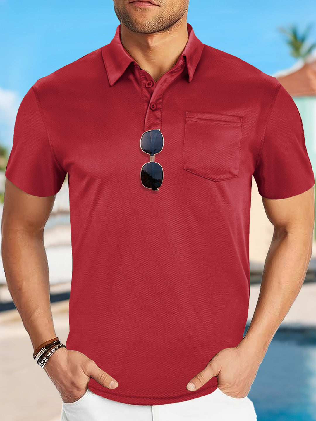 Men's functional polo shirt with chest pocket and breathable mesh structure Mune Fashion