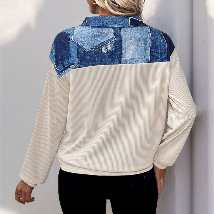 Ladies sporty pullover with zipper Mune Fashion