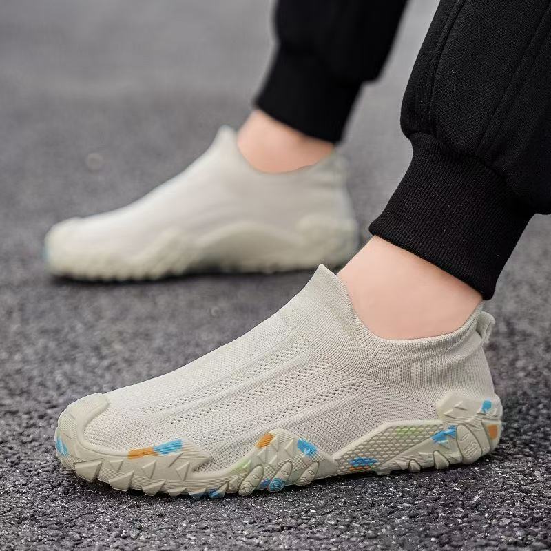 Men's Elastic Knit Slip-On Shoe with Non-Slip, Patterned Profile Sole Mune Fashion