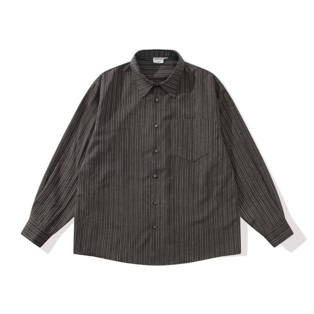 Men's relaxed overshirt in a boxy cut with fine vertical stripes and chest pocket Mune Fashion
