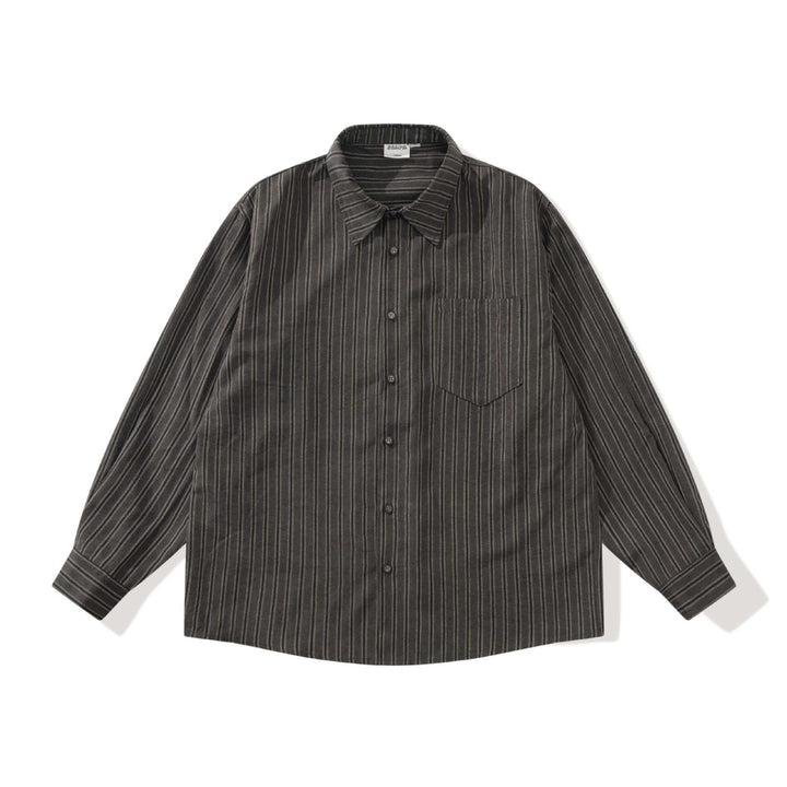 Men's relaxed overshirt in a boxy cut with fine vertical stripes and chest pocket Mune Fashion
