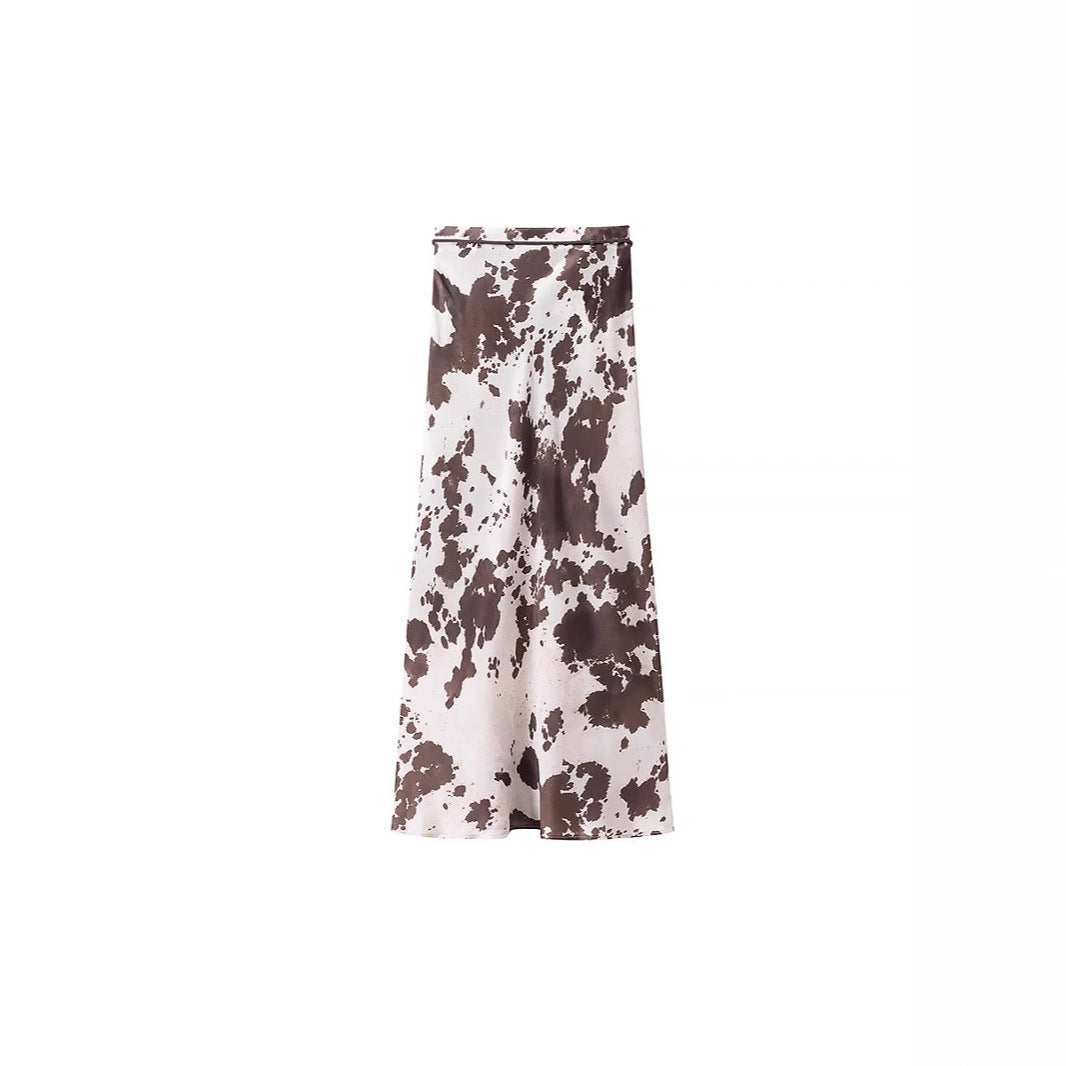 Women Oversized Shirt Blouse with Cow Spot Print, Concealed Button Placket and Loose Fit Mune Fashion