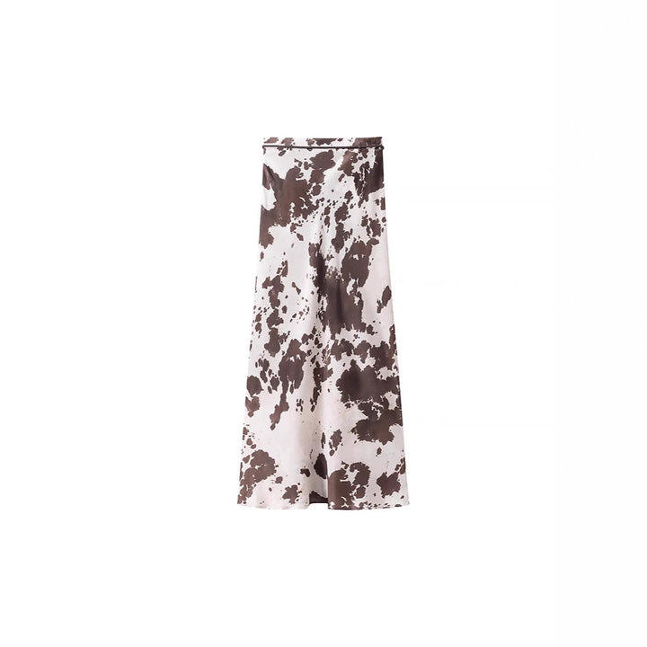 Women Oversized Shirt Blouse with Cow Spot Print, Concealed Button Placket and Loose Fit Mune Fashion