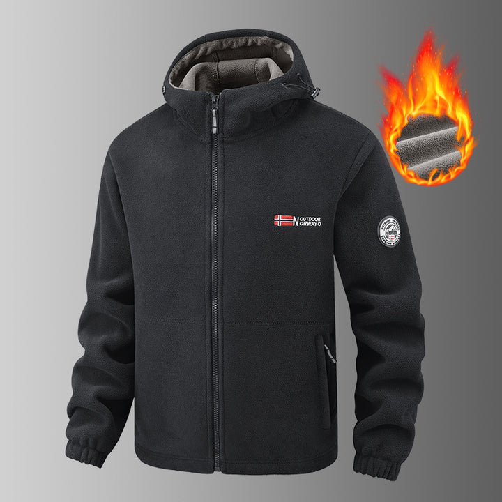 Men's warming fleece hoodie jacket with thermal lining, zippered pockets and elastic cuffs Mune Fashion