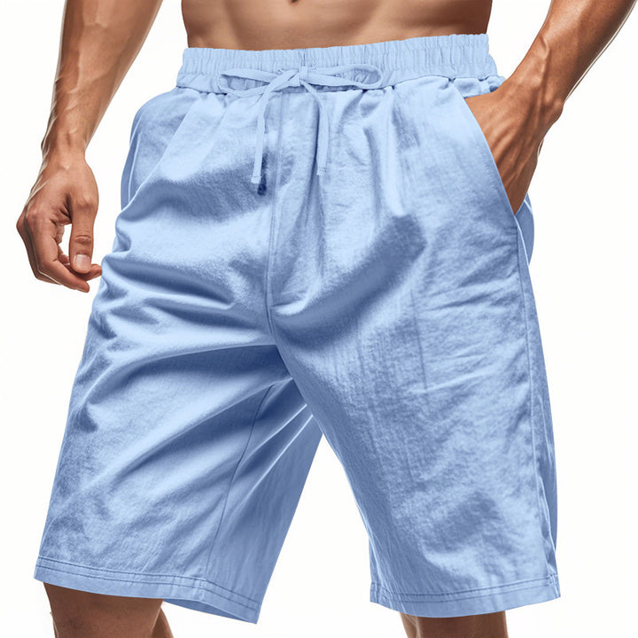 Men's casual cotton blend leisure shorts with elastic waistband and side pockets Mune Fashion