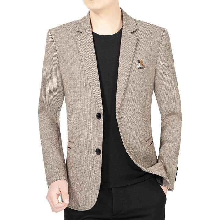 Men's Modern Slim-Fit Blazer in Micro-Structured Fabric with Light Half-Lining Fashion