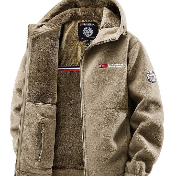 Men's Cozy Fleece Hoodie Jacket with Teddy Lining, Windproof and Zipper Pockets Mune Fashion