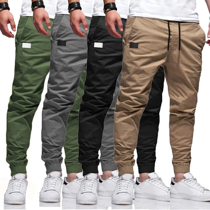 Men's urban tapered twill joggers with elastic ankle cuffs, drawstring waistband and discreet utility pocket Mune Fashion