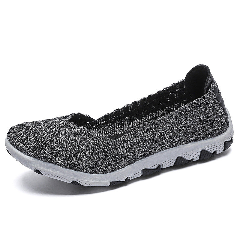 Women's knitted slip-on casual shoe with braided upper material and non-slip flexible sole Mune Fashion