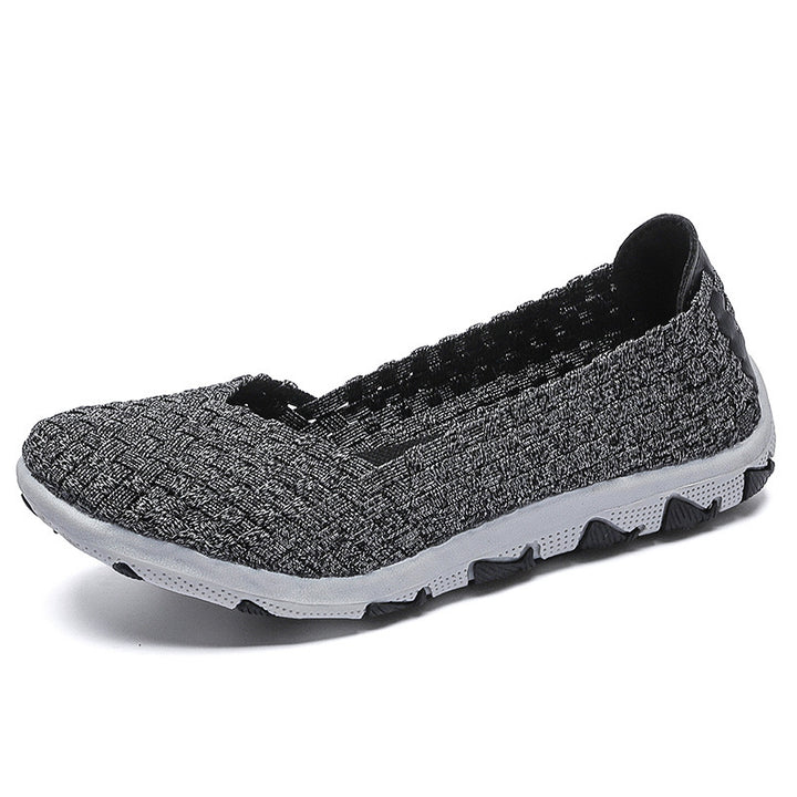 Women's knitted slip-on casual shoe with braided upper material and non-slip flexible sole Mune Fashion