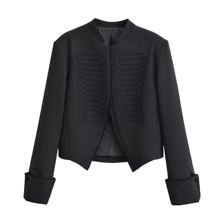 Ladies short blazer in hussar style with decorative cords and turn-up cuffs Mune Fashion