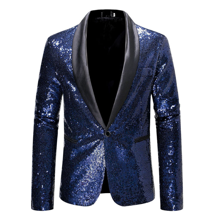 Mune Fashion Men's Sequin Blazer with Shawl Collar