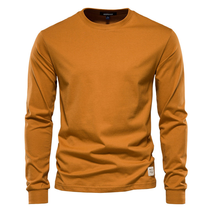 Men's classic long-sleeved cotton shirt with round neck and elastic cuffs Mune Fashion