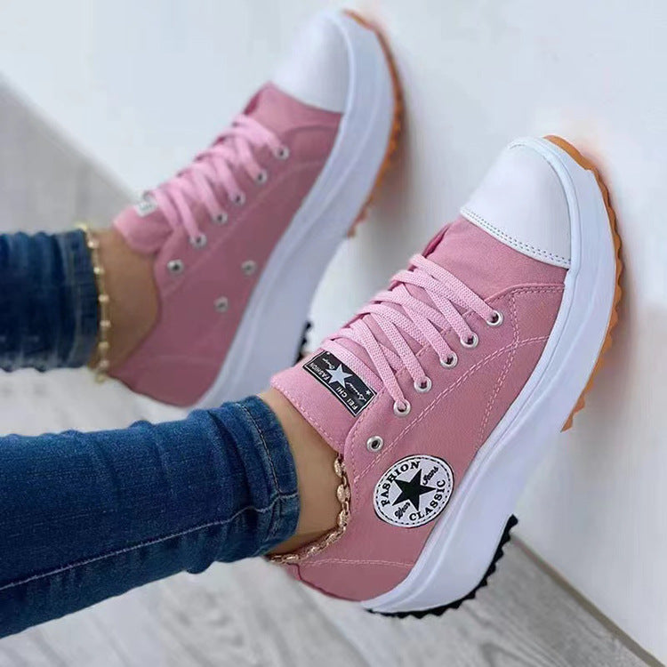 Women’s Canvas Platform Sneakers with serrated profile sole Mune Fashion