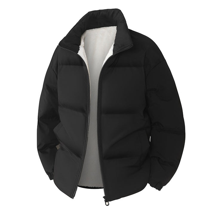 Men's Padded Oversize Quilted Jacket with Teddy Lining and High Stand-Up Collar Mune Fashion