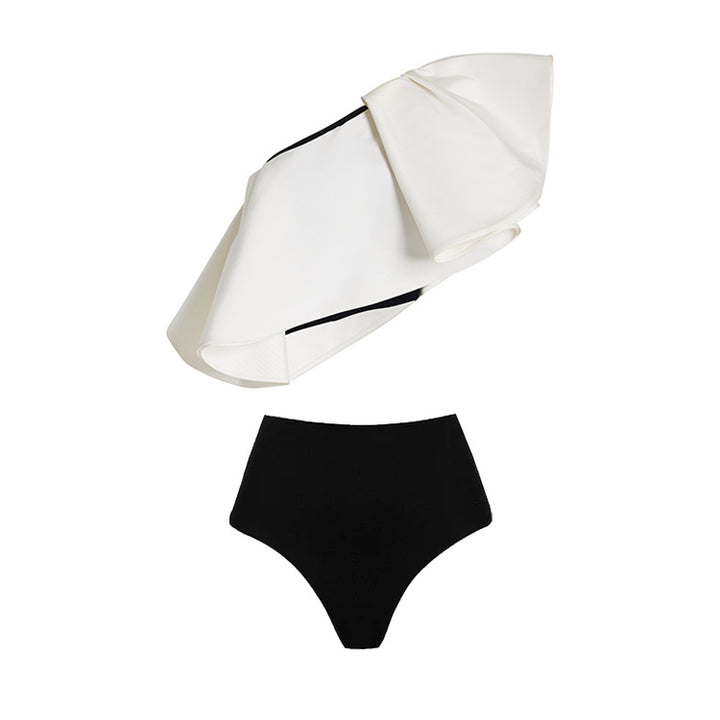 Women's swimsuit set with stylish wrap skirt and elegant ruffle top Mune Fashion