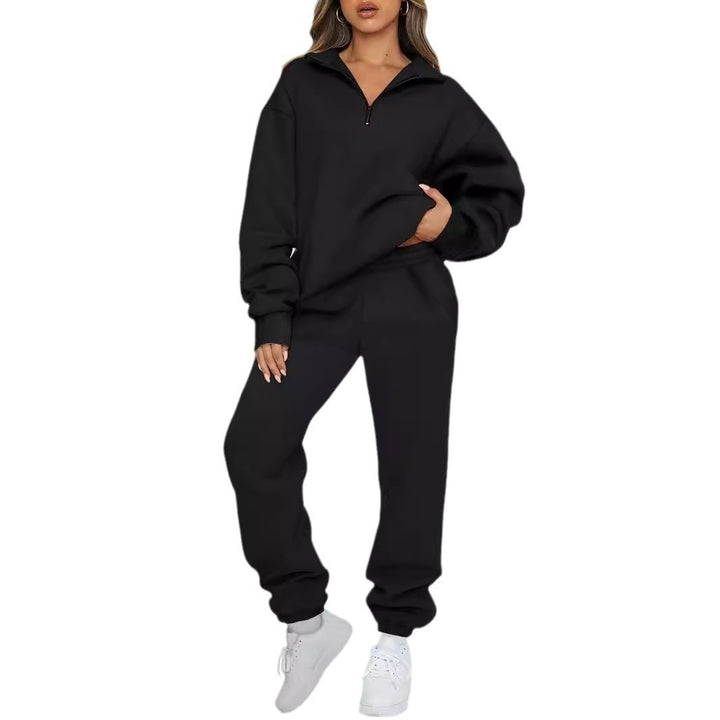 Women's casual half-zip lounge set with oversized sweatshirt and high-waisted joggers Mune Fashion