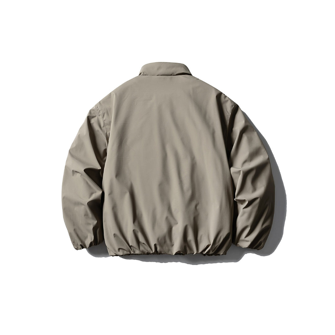 Unisex Short Boxy Thermal Blouson with High Standing Collar, Elastic Hem and Concealed Zipper Mune Fashion