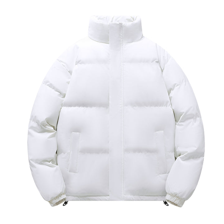 Men's short cut heavily padded quilted jacket with high stand-up collar and drawstring hem Mune Fashion