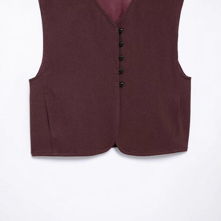 Women’s tailored business vest with V-neck, concealed button placket and fine inner finish Mune Fashion
